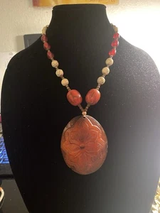 Tibet Buddhism Prayer Beads Necklace With Carved Amulet 22” - Picture 1 of 11