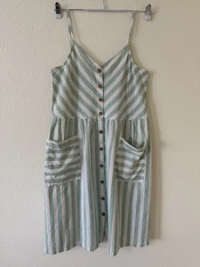 Hanna Andersson Damen Sommerkleid Gr. L Knielang Leinenmischung Streifen - Bild 1 von 13