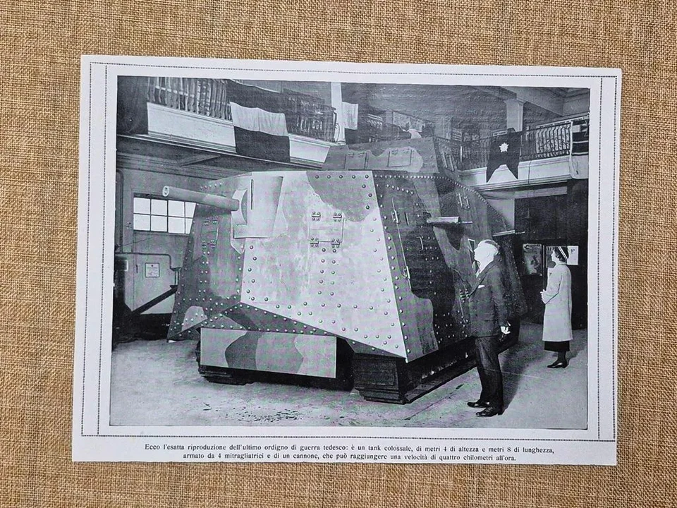 Carro armato tedesco Riproduzione colossale mitragliatrici cannone Stampa 1934 - Immagine 1 di 1