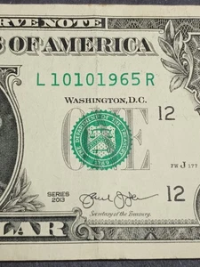 🎉2013 $1 L SAN FRANCISCO BEP TRUE BIRTHDAY NOTE OCTOBER 10 1965 (L10101965R)🎇 - Picture 1 of 8