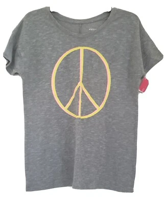 НОВЫЙ С ЯРЛЫКАМИ ЖЕНЩИН XHILARATION МИРА ЗНАК ПИЖАМЫ КОРОТКИЕ РУКАВА ФУТБОЛКА ВЕРХНИЙ РАЗМЕР S - Изображение 1 из 4