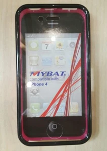 IPHONE 4 COVER/CASE WITH BUILT-IN SCREEN BLACK AND PINK NEW - Picture 1 of 4