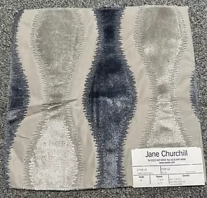 Muestra de tela Jane Churchill 12” x 11,75” topacio azul reloj de arena terciopelo a rayas - Imagen 1 de 19