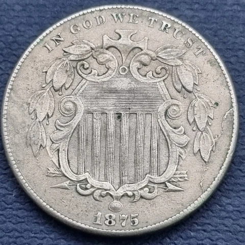1875 Shield Nickel 5c 30° Rotated Dies Better Grade XF Die Breaks #58395 Cover