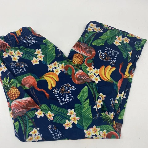 Memphis Tigers Mens M Hawaiian Floral Flamingos Lounge Pajama Pants Cover