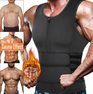 Men Sauna Suits Sweat Tank Top Neoprene T-Shirt Body Shaper Waist Trainer Vest - Picture 1 of 33