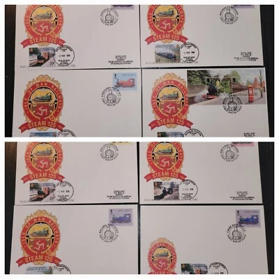 Isle of Man 1998 selection of 8x FDC first day Cover Railway Trains steam - Image 1 of 3