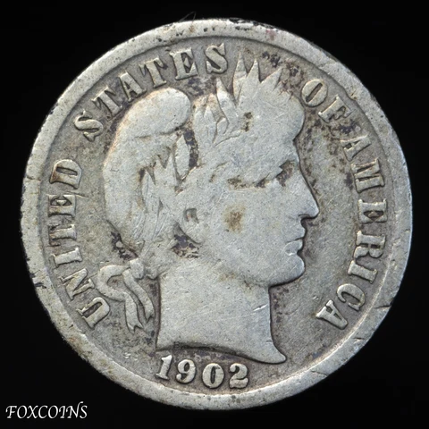 1902 BARBER DIME ORIGINAL COMPLETE RIMS VG+ Cover
