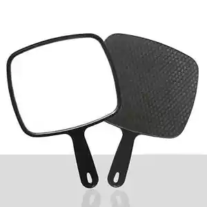 Handheld Mirror Makeup Handle Wide Angle Barber Hairdressing Mirror Square - Picture 1 of 6