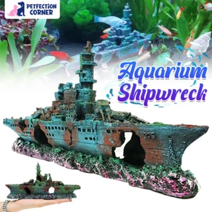 Vintage Sunken Ship Aquarium Decor: Resin Fish Tank Hideout & Wreck Ornament - Picture 1 of 12