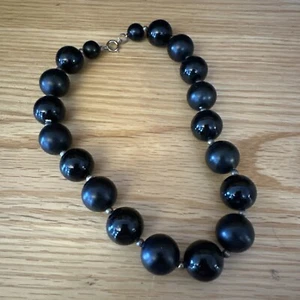 Black Chunky Bead Choker Necklace Gloss And Matte - Picture 1 of 11