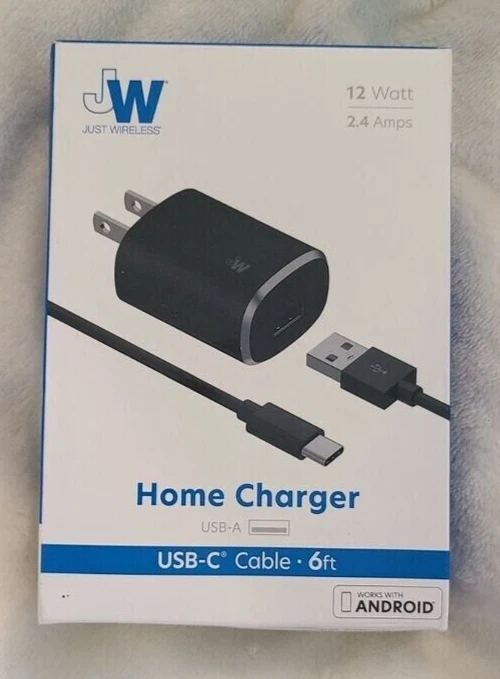 Just Wireless 12W 1-Port USB-C Home Charger with 6ft TPU USB JW Black - Image 1 of 1