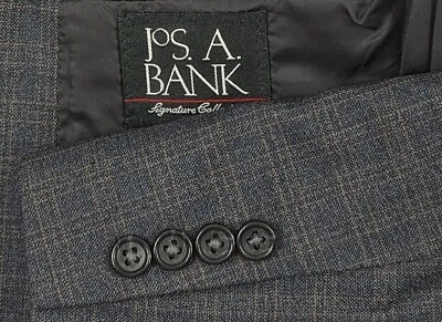 Blazer Chaqueta Deportiva Abrigo Jos A Banks Lana Seda Gris Línea Tiza Cuadros 42R Usado en Excelente Condición Foto 1 de 4