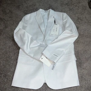 Traje Blazer Blanco Calvin Klein Chaqueta Calce Ajustado Talla Juvenil 16 Regular Nuevo - Imagen 1 de 5