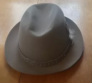 John B Stetson Key Club Gray Felt Classic Mens Fedora Hat Cap Size 7 1/4 - Picture 1 of 10