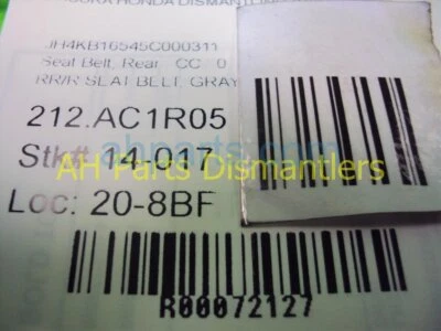 Cinturón de seguridad derecho Acura Rl 2005 sedán 4 puertas pasajero trasero gris 04824-Sja-A00zb Foto 1 de 4