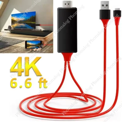 HDMI Mirroring Cable Phone to HDTV TV Cord Adapter For iPhone 14 13 12 11 8 iPad - Image 1 of 4
