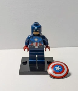 Lego Marvel CAPTAIN AMERICA minifig Sh014 Dark Suit Shield Avengers MINT GENUINE - Picture 1 of 5