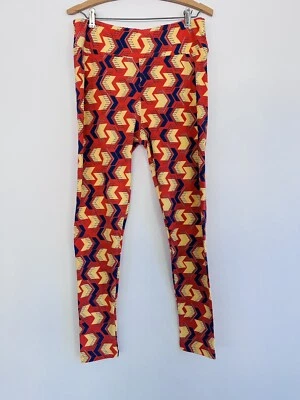 NUEVO LuLaRoe TC Leggings Altos Curvilíneos Naranja Amarillo Azul Tribal Punta de Flecha Estampado Foto 1 de 3