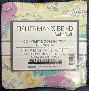Robert Kaufman Charm Squares Pack- Fisherman's Bend - 5 x 5" Cotton Fabrics 2 Pk - Picture 1 of 7