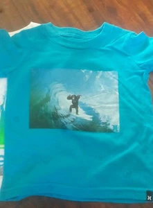 HURLEY BOY'S INFANT'S KIDS TURQUOISE MONKEY ON WAVE LOGO T-SHIRT NWOT SIZE12M - Picture 1 of 2
