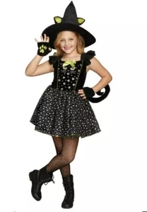 Witchy Kitty Girls Size Small (6/6X) Child Halloween Costume Dress Up Cosplay - Picture 1 of 6