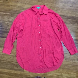 J.Crew Baumwolle Popover Shirt Damen Small Langarm Button Down Oberteil Hot Pink - Bild 1 von 9