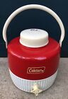 Vintage COLEMAN 1 Gallon Snow Lite Jug Cooler Red/White Metal Drink Dispenser