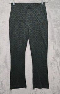 Free People Pants Womens Sz 10 Green Black Teal Geometric Boho Stretch Artsy - Picture 1 of 19