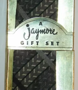 Cravatta vintage Jaymore Cassini a righe magra anni 40 50 blu grigio NOS confezione regalo - Foto 1 di 9