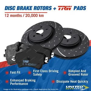 Rear Slotted Disc Brake Rotors TRW Pads for Holden Combo XC 2 2004-On - Picture 1 of 3