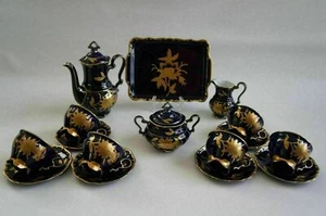 JLMENAU Graf Von Henneberg-Porzellan 1777 Echt Kobalt Germany Coffee Set 16 pcs. - Picture 1 of 10