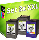 3 Ink Cartridges for HP 21+22 deskjet F370 F375 F380 D2360 D2460 FAX3180
