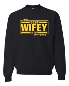 The Best Wifey in The Universe Unisex Crewneck Graphic Sweatshirt - Picture 1 of 14