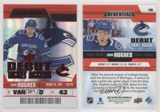2019 Upper Deck Credentials Debut Ticket Access Red /99 Quinn Hughes Rookie RC