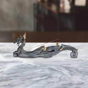 12"L Black Dragon Incense Burner Ornament Home Decor Unique Gift - Picture 1 of 1