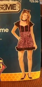 Womens Sassy Kitty Halloween Costume Size 8-10 NEW Pink & Black Cheetah - Picture 1 of 1