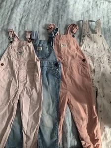 Girl's Size 3T 4t Lot Oshkosh Bigosh Light Pink Overalls, Floral, Lined - Picture 1 of 8