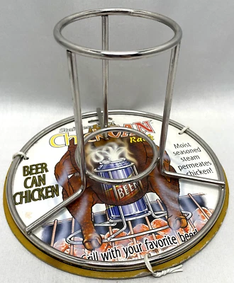 Vintage NOS Beer Can Chicken Rack for Grill or Oven-Stainless Steel 5 1/4" Tall Foto 1 de 4