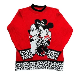 Vintage 90’s Mickey Minnie Mouse Disney Stuff For Kids Red Sweater Youth Large - Picture 1 of 7