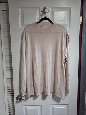 Suéter Soft Surroundings Avena Caliente Toddy Volantes Encaje Mezcla de Cachemira Cuello Simulado Foto 1 de 4