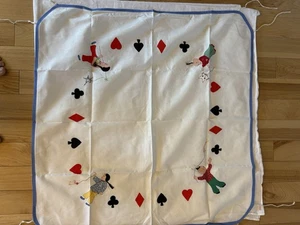 Vintage Embroidered Card Table Cover with Ties Theme is Cards and Asian People - Picture 1 of 12