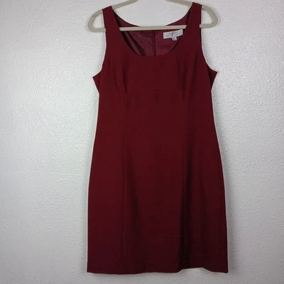 Tahari Dress Burgundy Sleeveless Sheath Size 12 Business Workwear Arthur Levine - Image 1 of 4