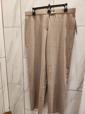 NWT Briggs New York Women's,Beige,Flat Front Khaki/Tan Pants,Size 16 Petite - Image 1 of 4