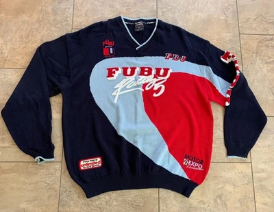 FUBU Racing 5 FBJ Fubu Motor Blue Sweater Collection Y2k Size XXXL 3XL Hip Hop - Image 1 of 4