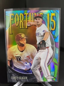 2025 Topps Chrome- Corey Seager Fortune 15 #F15-15 Texas Rangers - Picture 1 of 4