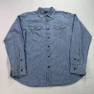 NWOT J Peterman Shirt Mens Large Blue Denim Button Up Lightweight Minimalist - Picture 1 of 10