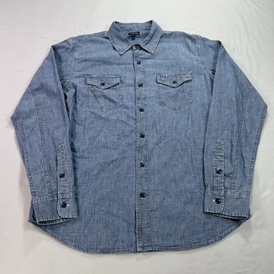 NWOT J Peterman Shirt Mens Large Blue Denim Button Up Lightweight Minimalist - Image 1 of 4