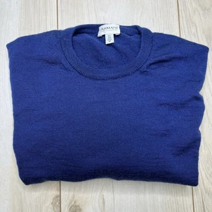 Armani Collezioni Crewneck Lightweight Sweater Logo Blue Men Medium - Picture 1 of 11