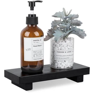Bathroom Counter Organizer Wood Pedestal Stand Farmhouse Decorative Tray Soap... - Picture 1 of 8